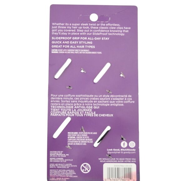 Goody 4 Count Medium Claw Clips For All Hair Types - Picture 3 of 4